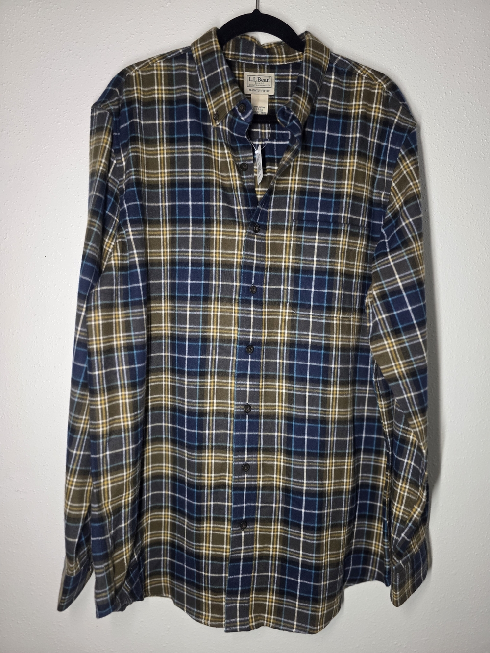 L.L.Bean Scotch Plaid Shirt Men's Cotton Flannel Shirt Size Large Tall NWT